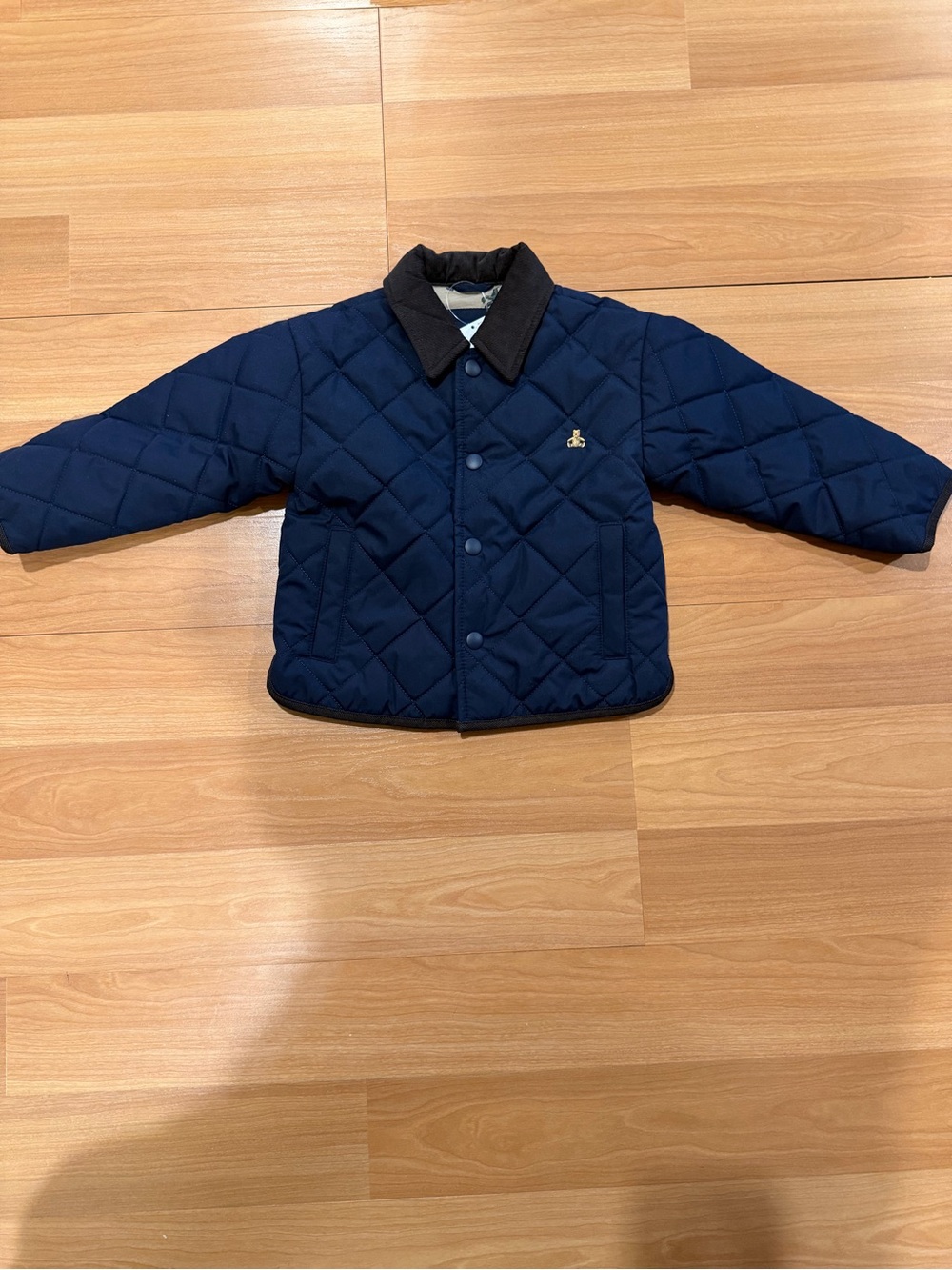 NWT- GAP Navy Quilted Puffer Jacket with Brown Corderoy Collar